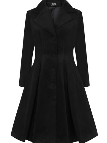 Lifestyle foto Čierny dámsky retro kabát s gombíkmi